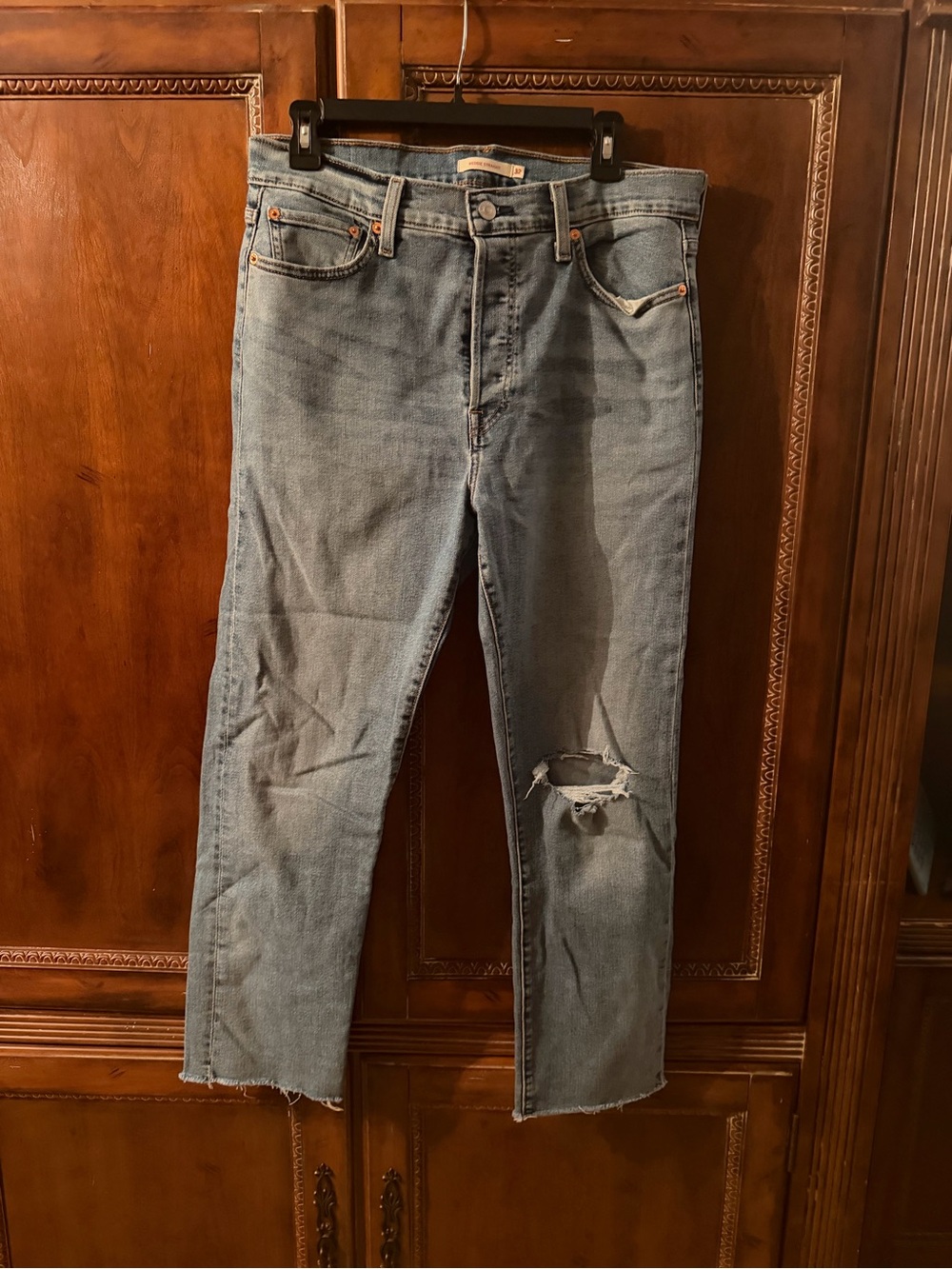 Women’s Light Blue Distressed Jeans - Classic Straight Fit